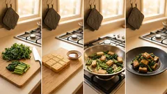 フライパンひとつで手早く:厚揚げとケールの和風炒め煮(醤油みりんのやさしい甘辛)