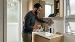 洗面台の水跳ねで壁が汚れる原因と、10秒でできる予防掃除のコツ