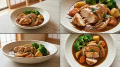 鶏むね肉でコク深く：ビーフシチューのルーで作る“ビーフシチュー風”煮込み