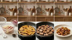 揚げずにカリッと。豚こまとさつまいもの甘辛炒め—焦がしにくい“和える”仕上げ